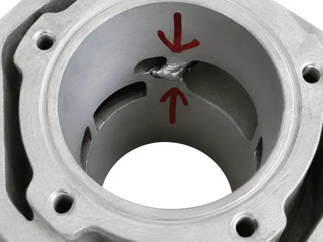 Alésage interne du cylindre Rotax 2 temps avec réparation par soudure TIG avant le rechromage
