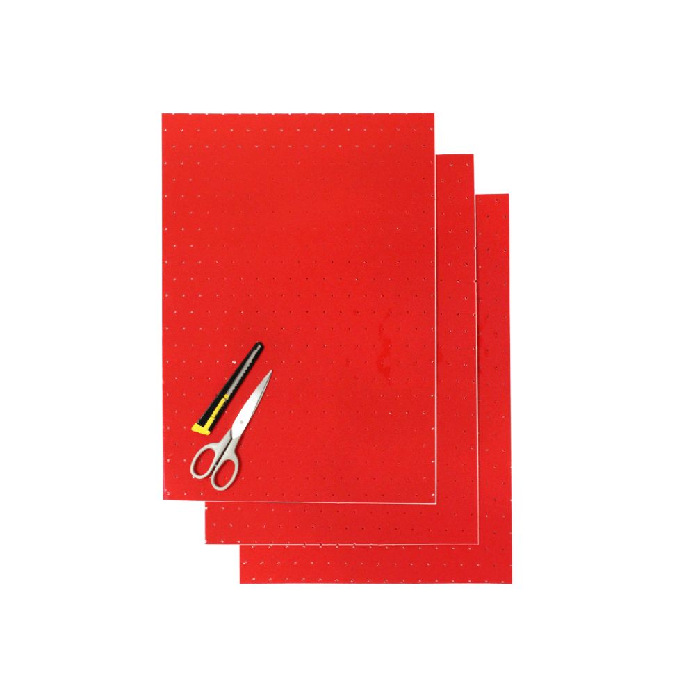 Feuilles adhésives Crystall rouges avec trous