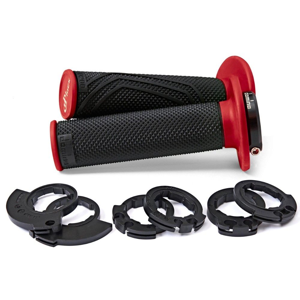 Paire de poignées Lock-On Domino D200 - noir rouge D2004042H8