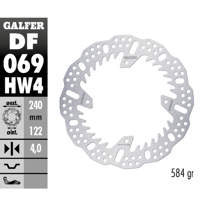 Disque de frein Galfer Shark Honda CRF 450 X (05-16) arrière - 4 mm DF069HW4