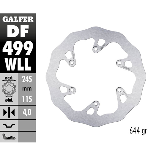 Disque de frein Galfer Wave Yamaha YZ 250 (02-18) arrière plein DF499WLL