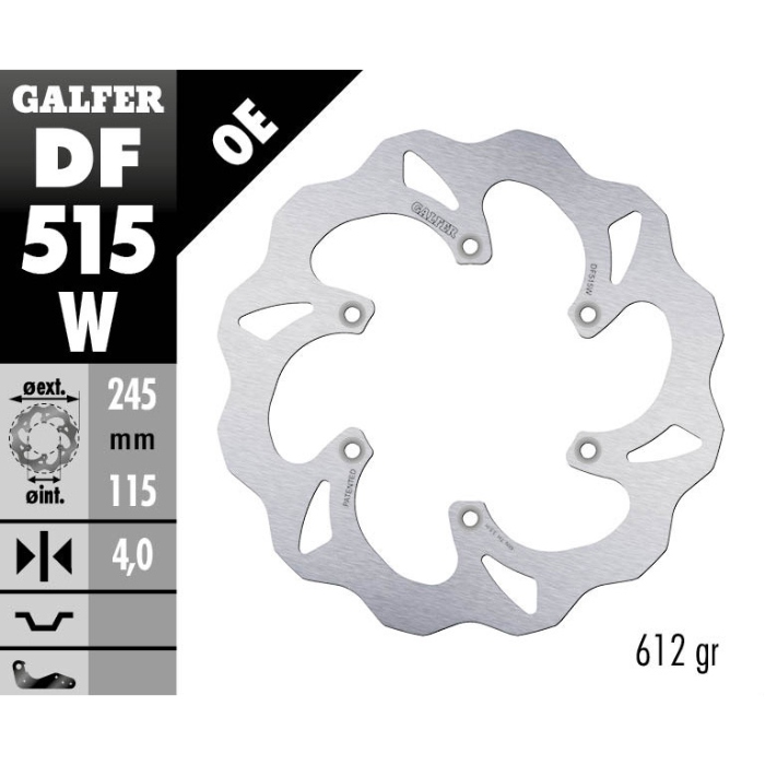 Disque de frein Galfer Wave Fantic 250 XEF (21-25) arrière DF515W