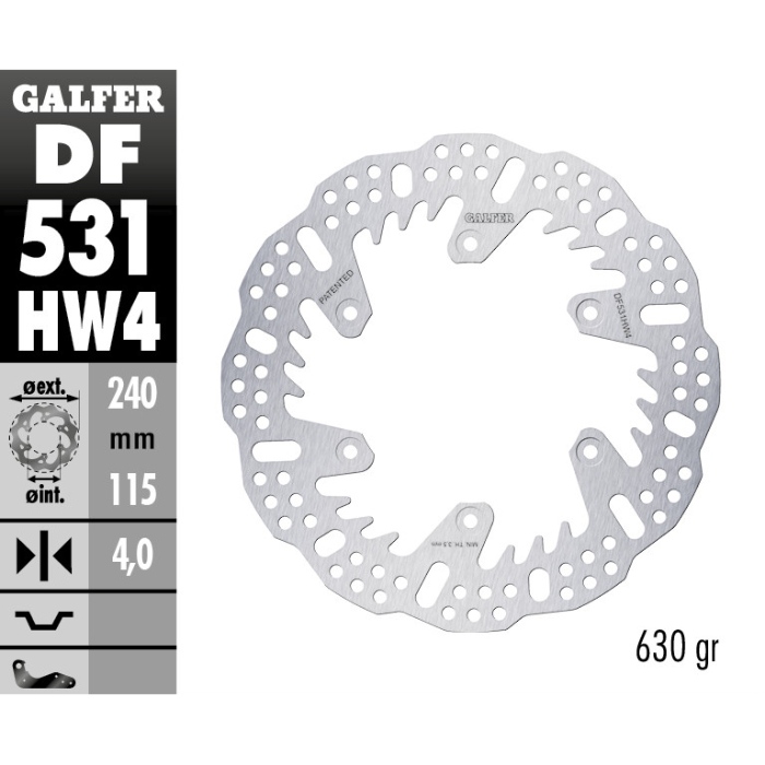 Disque de frein Galfer Shark Fantic 250 XX (22-25) arrière - 4 mm DF531HW4