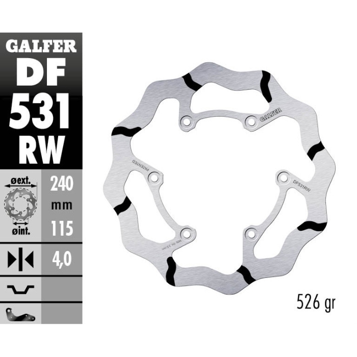 Disque de frein Galfer Race Fantic 450 XXF (22-25) arrière DF531RW