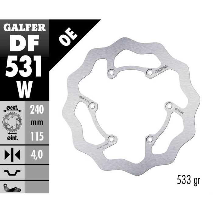 Disque de frein Galfer Wave Fantic 125 XX (22-25) arrière DF531W