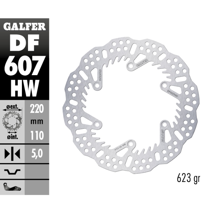 Disque de frein Galfer Shark Husaberg 450 FE (04-14) arrière - 5 mm DF607HW