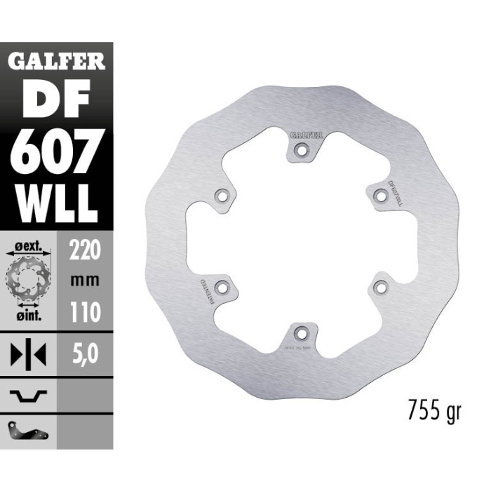 Disque de frein Galfer Wave Husaberg 450 FE (04-14) arrière plein DF607WLL