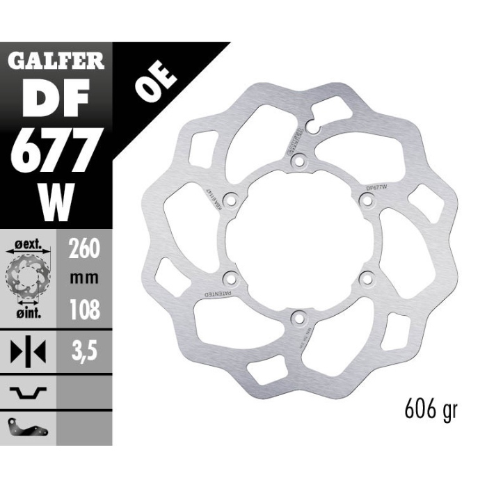 Disque de frein Galfer Wave Gasgas 250 EC (97-20) avant DF677W