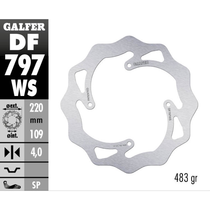 Disque de frein Galfer Wave KTM 85 SX (13-20) arrière maggiorato DF797WS