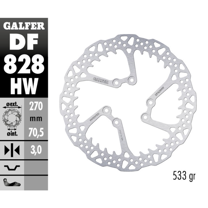 Disque de frein Galfer Shark TM EN/MX 250 F (04-25) avant DF828HW