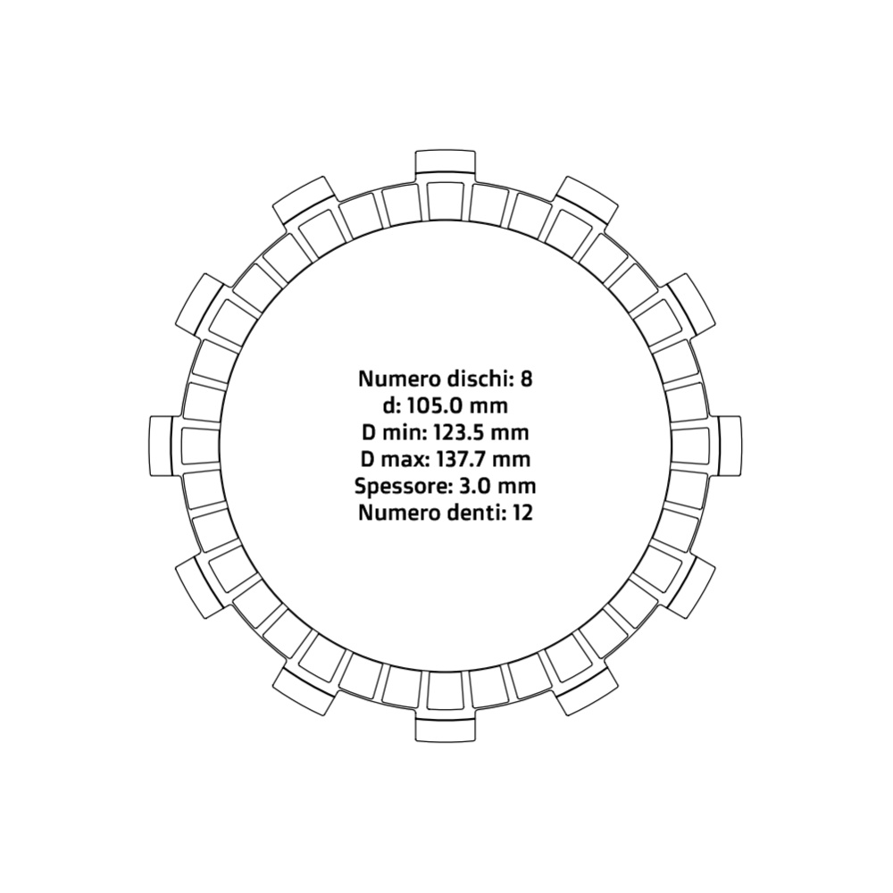 Disques d’embrayage NRTeam Fantic 125 XE (21-25) - Série garnie DS02.F012.8