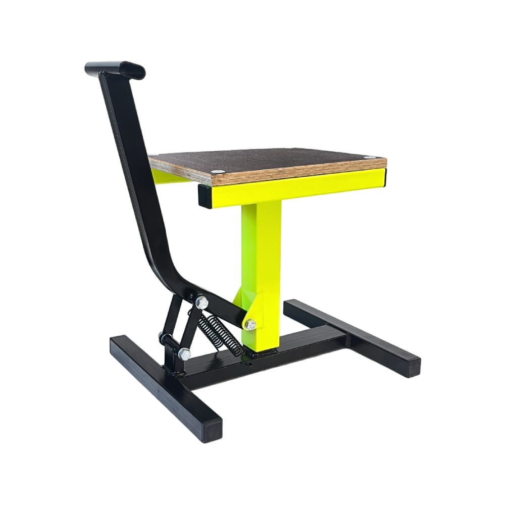 Béquille lève-moto NRTeam plateforme en bois - noir/jaune fluo