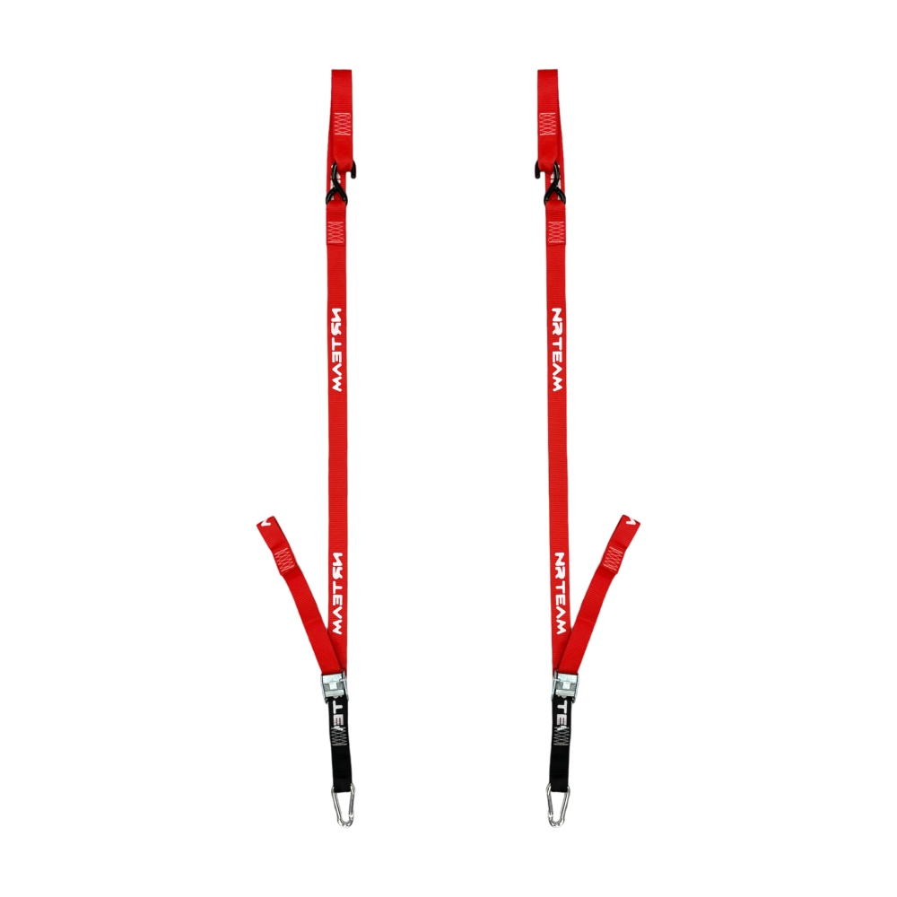 Paire de sangles d’arrimage pour moto Pull Up 38mm NRTeam rouges