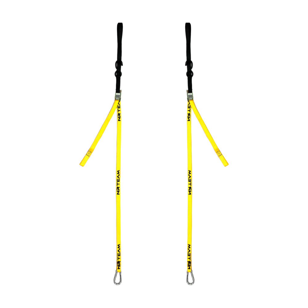 Paire de sangles d’arrimage pour moto Tie Down 25mm NRTeam jaunes