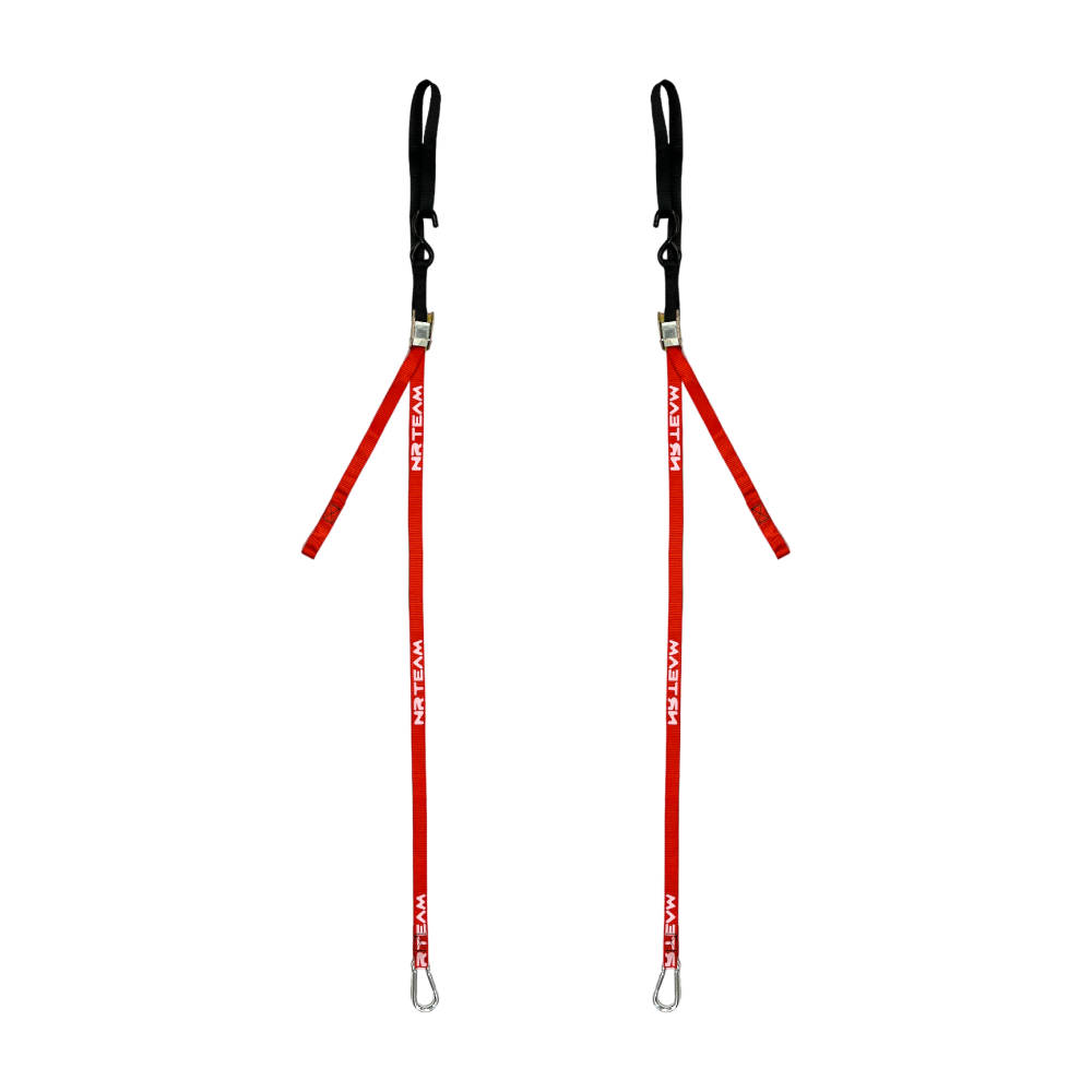 Paire de sangles d’arrimage pour moto Tie Down 25mm NRTeam rouges