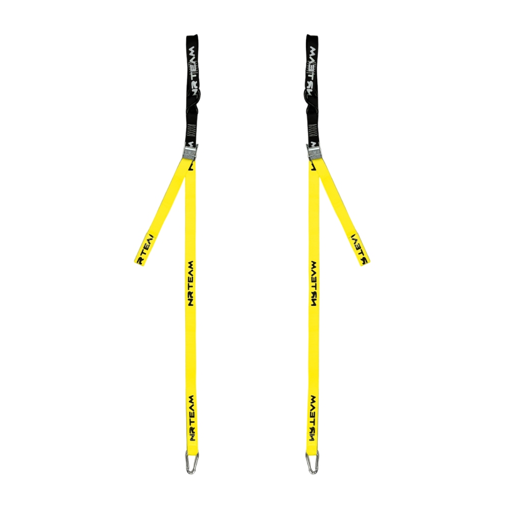 Paire de sangles d’arrimage pour moto Tie Down 38mm NRTeam jaunes