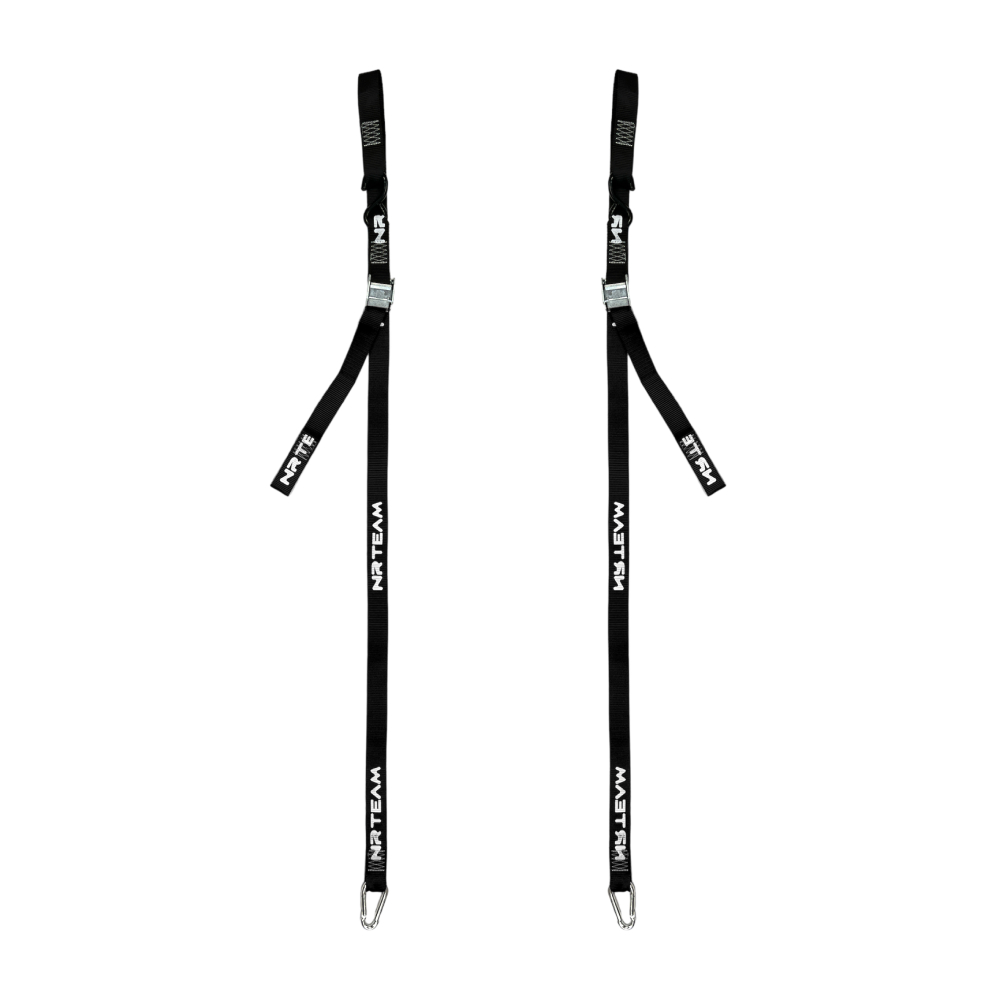 Paire de sangles d’arrimage pour moto Tie Down 38mm NRTeam noires DS89.TD15N