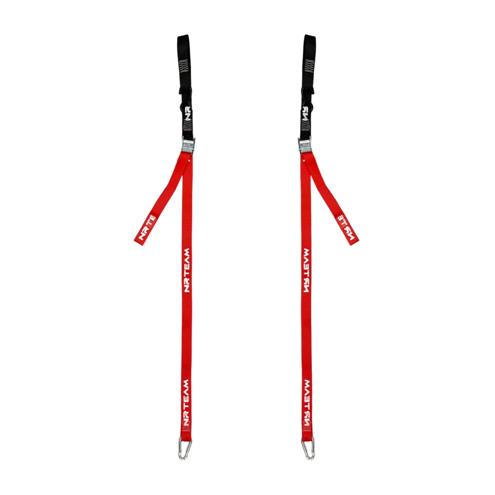 Paire de sangles d’arrimage pour moto Tie Down 38mm NRTeam rouges