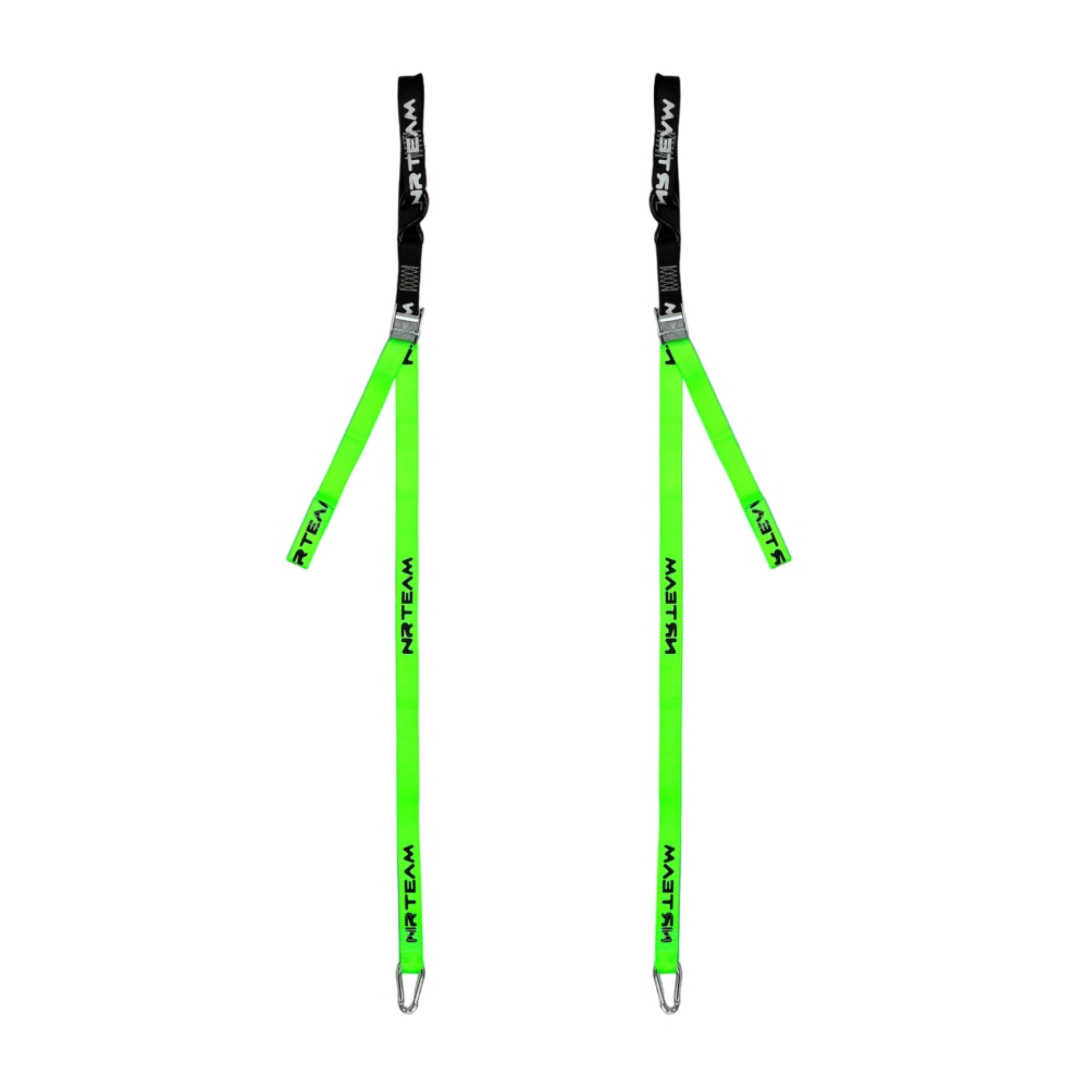 Paire de sangles d’arrimage pour moto Tie Down 38mm NRTeam verts DS89.TD15V