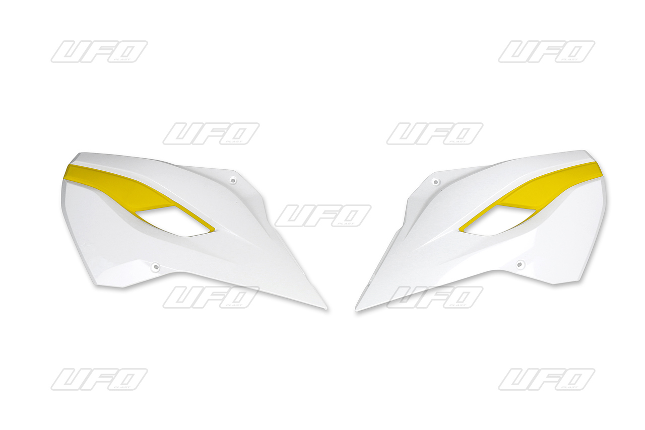 Coques de Radiateur Husqvarna 250 TE (14-16) blancs et jaunes* HU03353-W