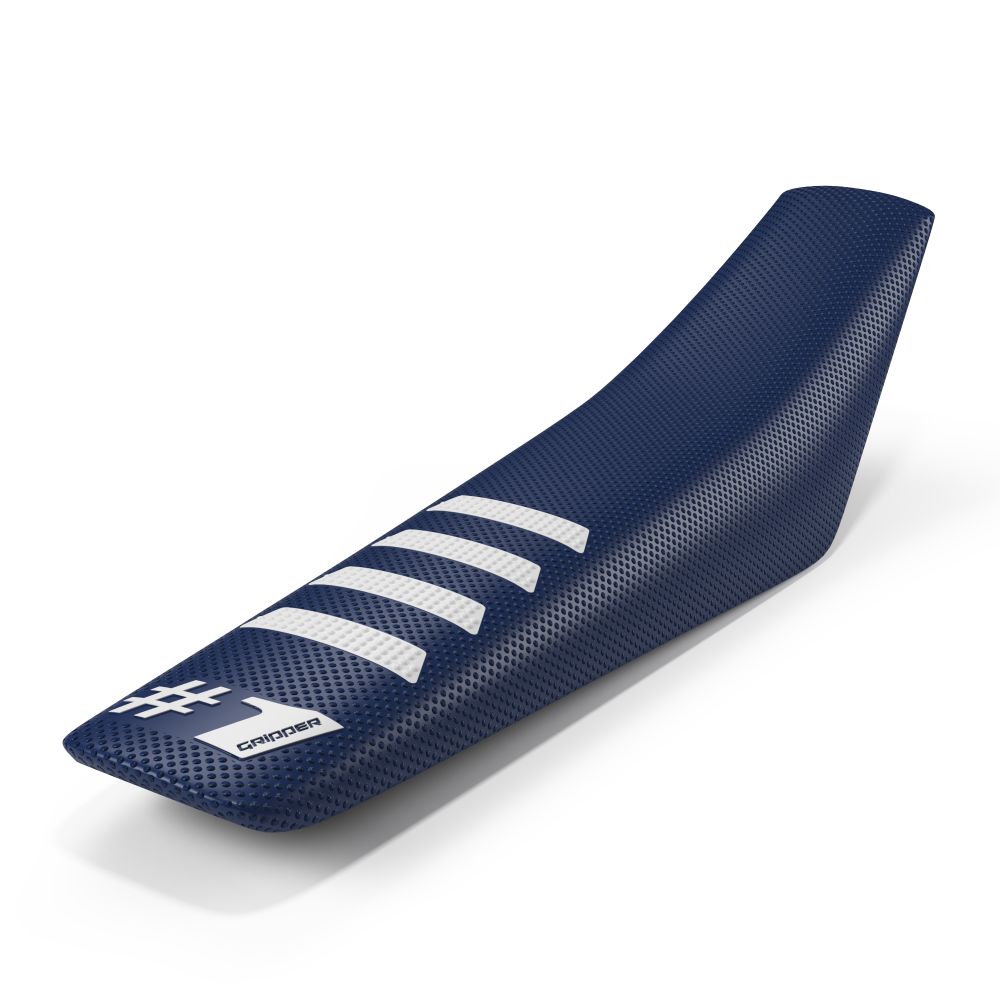 Housse de selle universelle Onegripper - Ribbed bleu scuro et blanc