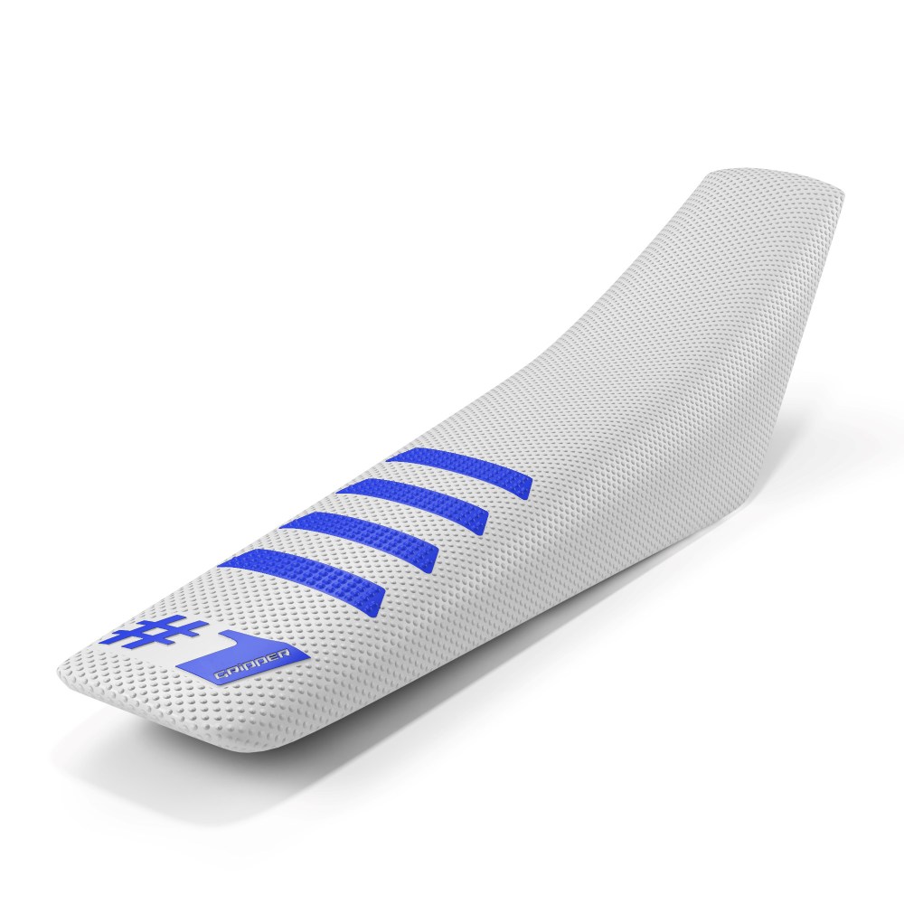 Housse de selle universelle Onegripper - Ribbed blanc et bleu