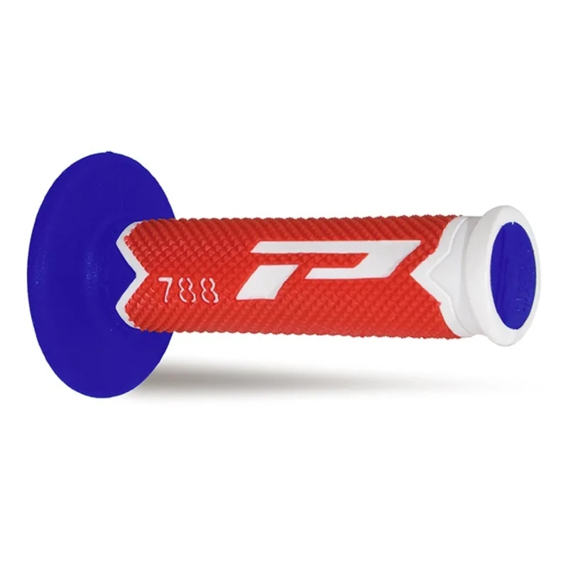 Paire de poignées off-road Pro Grip 788 - blanc rouge bleu