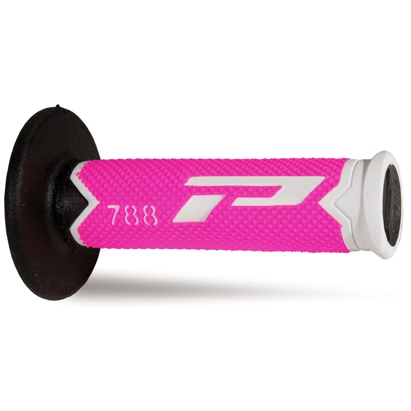 Paire de poignées off-road Pro Grip 788 - blanc fuchsia fluo noir