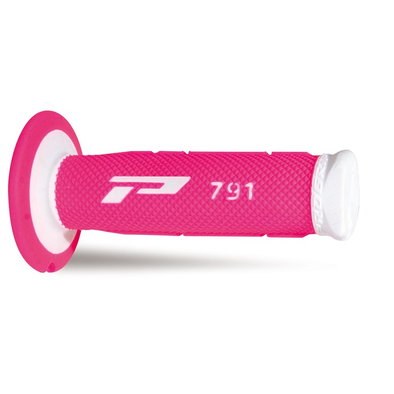 Paire de poignées off-road Pro Grip 791 - blanc fuchsia fluo
