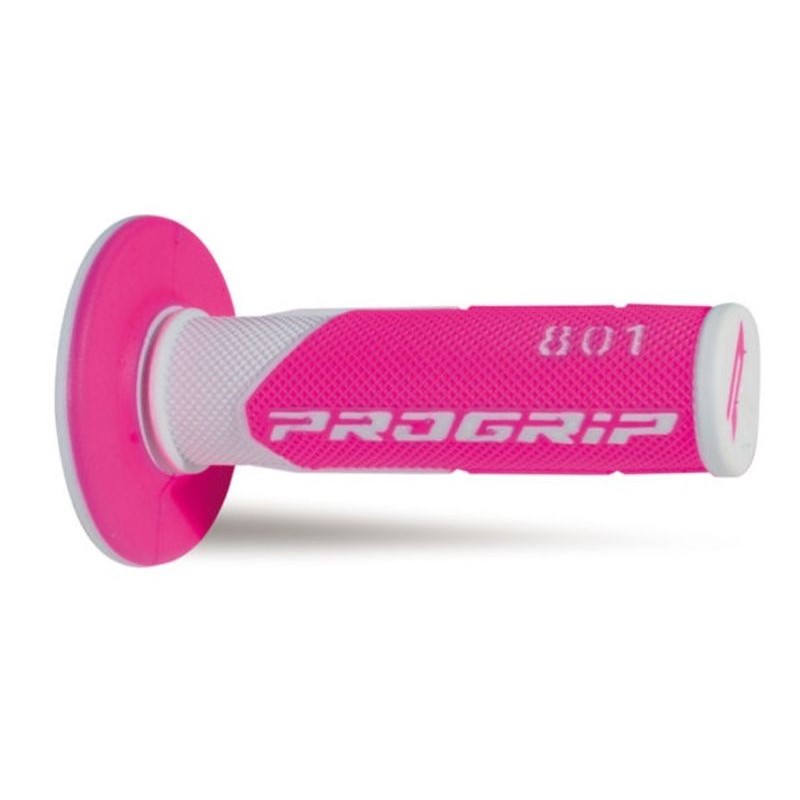 Paire de poignées off-road Pro Grip 801 - blanc fuchsia fluo