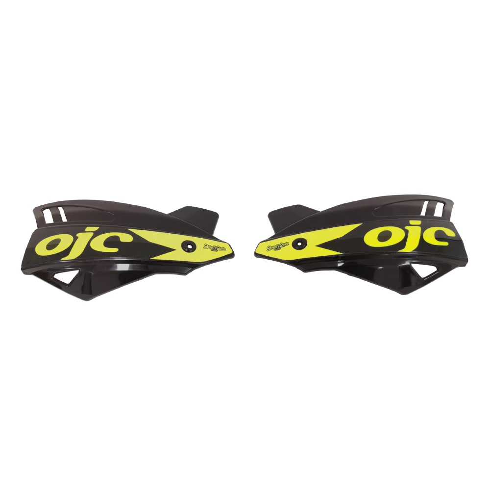 Paire de protège-mains OJC SHARK universel noirs (autocollant jaune fluo)