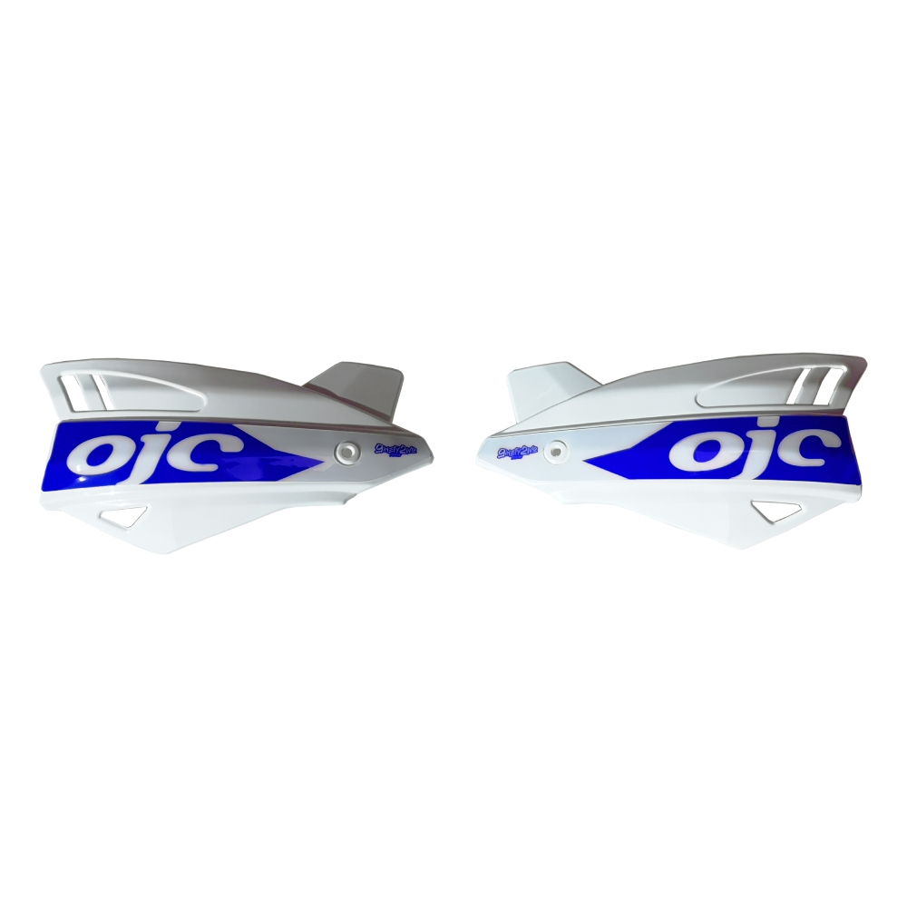 Paire de protège-mains OJC SHARK universel blancs (autocollant bleu)