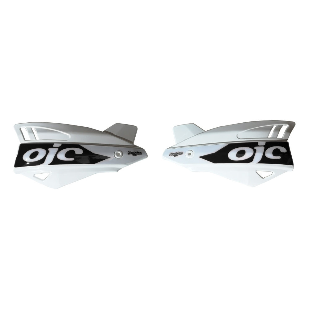 Paire de protège-mains OJC SHARK universel blancs (autocollant noir)