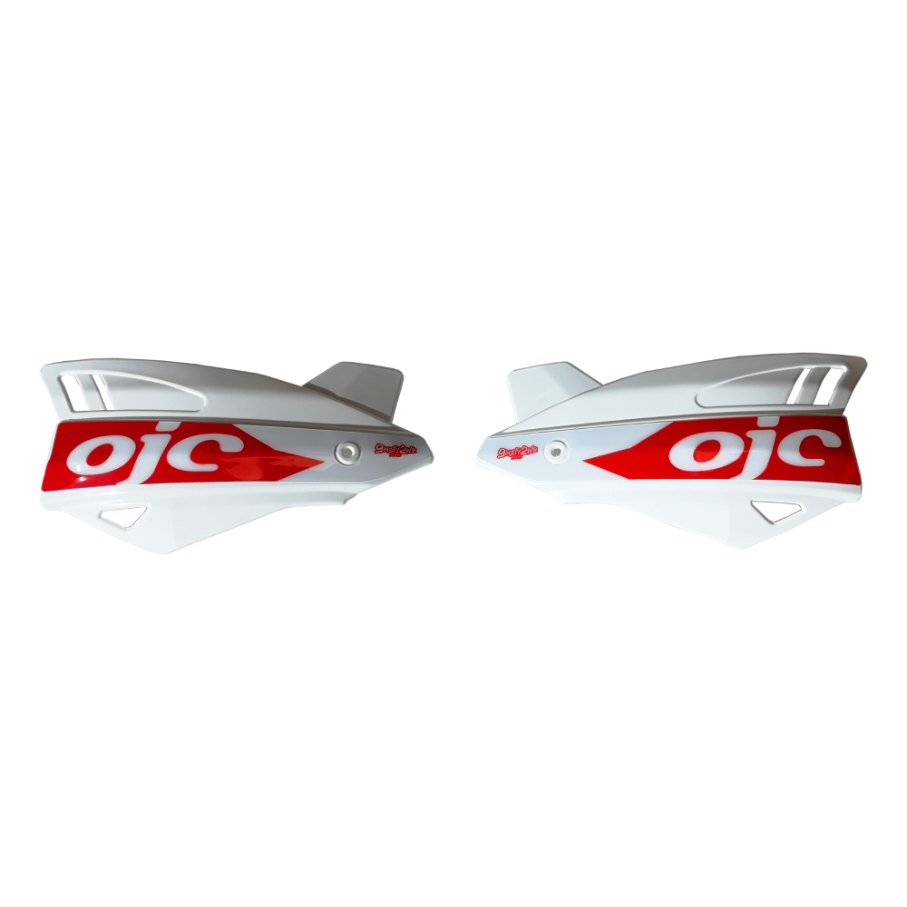 Paire de protège-mains OJC SHARK universel blancs (autocollant rouge)